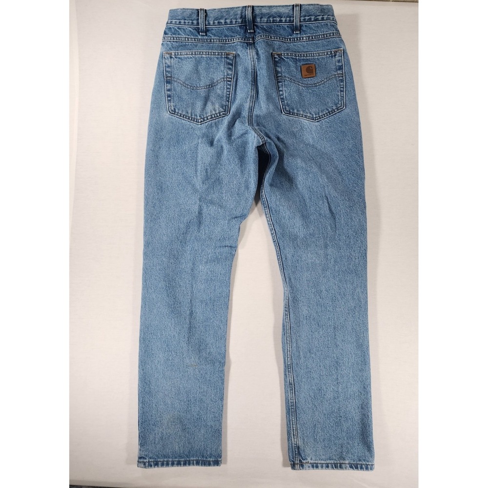 Carhartt Mens 34x32 B18-STW Straight Fit Blue Denim Stonewash Workwear Stain - Picture 11 of 11